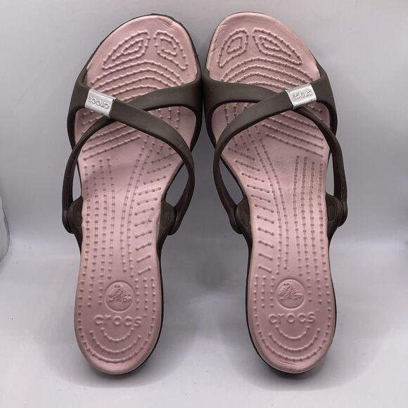Crocs Cyprus iv Heels Women's Size 10 Pink Brown Preppy Beach Business - Picture 6 of 9